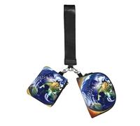 CNTDBU Cosmic Earth - Portafoglio portachiavi da donna, piccola borsa da polso per chiavi e carte, confezione da 2 tasche con cerniera per corsa, palestra, viaggi, sport all'aria aperta