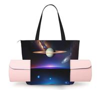 CNTDBU Cosmic Saturn - Borsa da yoga da donna, grande borsa da palestra con supporto per tappetino da yoga, borsa a tracolla leggera per allenamento, viaggi, spiaggia