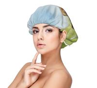 CNTDBU Cuffia da notte da donna, in raso ad acquerello, a doppio strato, in morbida seta, regolabile, protezione per capelli lunghi e ricci