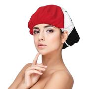 CNTDBU Cuffia da notte in raso con bandiera della Repubblica araba siriana, da donna, a doppio strato, in morbida seta, regolabile, per capelli ricci e lunghi