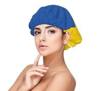 CNTDBU Cuffia da notte in raso con bandiera dell'Ucraina, a doppio strato, in morbida seta, regolabile, per capelli ricci e lunghi