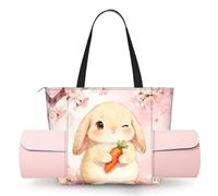 CNTDBU Cute Bunny - Borsa da yoga da donna, grande borsa da palestra con supporto per tappetino da yoga, borsa a tracolla leggera per allenamento, viaggi, spiaggia