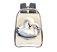 CNTDBU Cute little swan Zaino trasparente da 40,6 cm in PVC trasparente approvato dallo stadio, tasca frontale con stampa all-over, zaino da viaggio leggero unisex