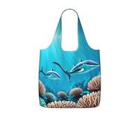 CNTDBU Deep Sea Whales, borsa per la spesa, leggera, riutilizzabile, pieghevole, per generi alimentari, zaino da viaggio da 25 l, con coulisse, per lavoro e palestra