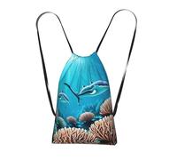 CNTDBU Deep Sea Whales, zaino pieghevole con coulisse, leggero, ripiegabile, riutilizzabile, per viaggi, zaino compatto per campeggio, palestra