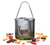 CNTDBU Deer modello Halloween Storage Bag-Round borsa per il partito | Tessuto twill leggero riutilizzabile contiene bomboniere essenziali per uso festa