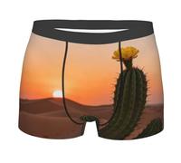 CNTDBU Desert Cactus Bloom - Boxer da uomo con tasca profilata, biancheria intima morbida elasticizzata traspirante, senza etichetta in vita, traspirante, Nero , L
