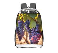 CNTDBU Desert Grapes Clear Backpack 16 Inch-Transparent PVC Stadium Approvato Bag, Personalizzato All-Over Stampa Frontale Pocket, Leggero Viaggio Daypack Unisex