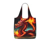 CNTDBU Dragon King in Fire - Borsa per la spesa, leggera, riutilizzabile, per generi alimentari, zaino da viaggio con coulisse, per lavoro e palestra