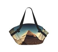 CNTDBU Dreaming of the Pyramids of Khufu - Coperta da picnic 2 in 1, pieghevole, impermeabile, tappetino rotondo per spiaggia, parco, borsa da campeggio portatile con tasche portaoggetti per avventure