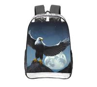 CNTDBU Eagle under the stars - Zaino trasparente da 40,6 cm, in PVC, approvato dallo stadio, tasca frontale con stampa all-over, leggero zaino da viaggio unisex