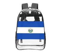 CNTDBU El Salvador - Zaino trasparente da 40,6 cm, in PVC, approvato dallo stadio, tasca frontale con stampa su tutta la superficie, zaino da viaggio leggero unisex