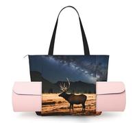 CNTDBU Elk in The Meadow - Borsa da yoga da donna, grande borsa da palestra con supporto per tappetino da yoga, borsa a tracolla leggera per allenamento, viaggi, spiaggia