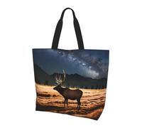 CNTDBU Elk in the Meadow - Borsa larga da donna, leggera, impermeabile, riutilizzabile, con tasca interna, per lavoro, viaggi