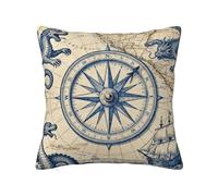 CNTDBU Federa per cuscino in peluche double-face con mappa antica, morbida e accogliente, con cerniera nascosta, federa decorativa per cuscino per letto, divano, auto