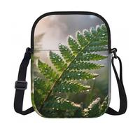CNTDBU Fern Leaf Dew - Piccola borsa a tracolla leggera con cerniera, da donna, impermeabile, casual, da viaggio, portafoglio per telefono