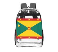 CNTDBU Flag of Grenada - Zaino trasparente da 40,6 cm, in PVC, approvato dallo stadio, tasca frontale con stampa su tutta la superficie, zaino da viaggio leggero unisex