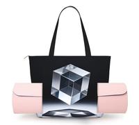 CNTDBU Float Cube Art - Borsa da yoga da donna, grande borsa da palestra con supporto per tappetino da yoga, borsa a tracolla leggera per allenamento, viaggi, spiaggia