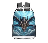 CNTDBU Flying Dragon - Zaino trasparente da 40,6 cm, in PVC, approvato dallo stadio, tasca frontale con stampa su tutta la superficie, zaino da viaggio leggero unisex