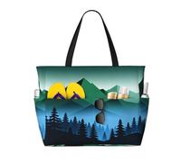 CNTDBU Foreste e montagne Grande Capacità Beach Travel Bag - Impermeabile Weekender Duffle con 7 tasche, Tote oversize per palestra campeggio, leggero pieghevole