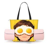 CNTDBU Fried Egg Eye Mask - Borsa da yoga da donna, grande borsa da palestra con supporto per tappetino da yoga, borsa a tracolla leggera per allenamento, viaggi, spiaggia