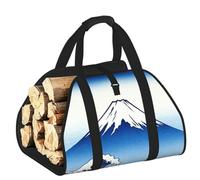 CNTDBU Fuji Wave Ocean - Borsa per legna da ardere in tela resistente, impermeabile, con manici imbottiti