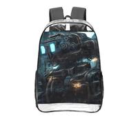 CNTDBU Future Robot - Zaino trasparente da 16 pollici, in PVC, approvato dallo stadio, tasca frontale con stampa su tutta la superficie, zaino da viaggio leggero unisex