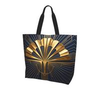 CNTDBU Gold Fan Art - Grande borsa per la spesa da donna, leggera, resistente all'acqua, per lavoro, viaggi, uso quotidiano