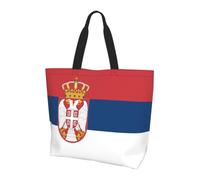 CNTDBU Grande borsa per la spesa con bandiera della Serbia da donna, leggera, resistente all'acqua, per lavoro, viaggi, uso quotidiano