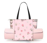 CNTDBU Grembiule da donna con motivo floreale, borsa da yoga, grande borsa da palestra con supporto per tappetino da yoga, borsa a tracolla leggera per allenamento, viaggi, spiaggia