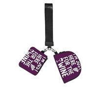 CNTDBU Here For Wine - Portafoglio da polso da donna, piccola borsa da polso per chiavi, carte, confezione da 2 tasche con cerniera per corsa, palestra, viaggi, sport all'aria aperta