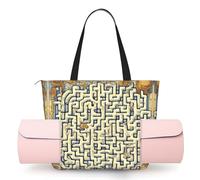 CNTDBU Labyrinth Treasure Map - Borsa da yoga da donna, grande borsa da palestra con supporto per tappetino da yoga, borsa a tracolla leggera per allenamento, viaggi, spiaggia