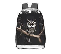CNTDBU Late Night Owl - Zaino trasparente da 40,6 cm, in PVC trasparente, con stampa su tutta la superficie, tasca frontale leggera da viaggio, unisex