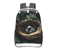 CNTDBU Little Bird Nest - Zaino trasparente da 40,6 cm, in PVC, con stampa su tutta la superficie, tasca frontale leggera da viaggio, unisex