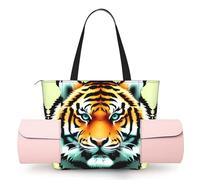 CNTDBU Little Fat Tiger Head - Borsa da yoga da donna, grande borsa da palestra con supporto per tappetino da yoga, borsa a tracolla leggera per allenamento, viaggi, spiaggia