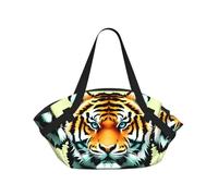 CNTDBU Little Fat Tiger Head - Coperta da picnic 2 in 1, pieghevole, impermeabile, tappetino rotondo per spiaggia, parco, borsa da campeggio portatile con tasche portaoggetti per avventure all'aperto