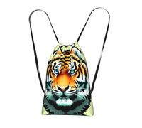 CNTDBU Little Fat Tiger Head - Zaino pieghevole con coulisse, leggero, pieghevole, riutilizzabile, per viaggi, zaino compatto per campeggio, palestra
