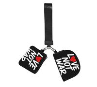 CNTDBU Love Not War Portafoglio portachiavi da donna - Piccola borsa da polso per chiavi e carte, confezione da 2 tasche con cerniera per corsa, palestra, viaggi, sport all'aria aperta