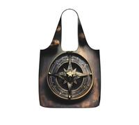 CNTDBU Magical Design - Borsa per la spesa, pieghevole, leggera, riutilizzabile, con bussola, con rune norrene, 25 l, con coulisse, per lavoro e palestra