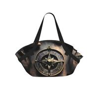 CNTDBU Magical Design - Coperta da picnic 2 in 1 con bussola e rune norrene, pieghevole, impermeabile, tappetino rotondo per spiaggia, parco, borsa da campeggio portatile con tasche portaoggetti per