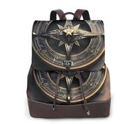 CNTDBU Magical Design - Zaino da donna con bussola, con rune norrene, in morbida pelle PU, per viaggi, lavoro, borsa per computer portatile casual leggera da donna