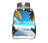 CNTDBU Maldives Holidays - Zaino trasparente da 40,6 cm, in PVC, con stampa su tutta la superficie, tasca frontale leggera da viaggio, unisex