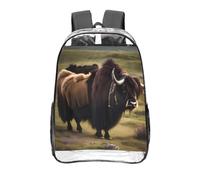 CNTDBU Mighty Highland Yak - Zaino trasparente da 40,6 cm, in PVC, approvato dallo stadio, tasca frontale con stampa all-over, leggero zaino da viaggio unisex