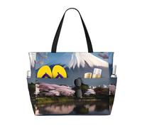 CNTDBU Monte Fuji all'inizio della primavera, grande capacità, borsa da viaggio da spiaggia, borsone impermeabile con 7 tasche, borsa oversize per palestra e campeggio, leggera e pieghevole
