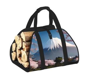 CNTDBU Monte Fuji in Primavera Borsa per legna da ardere, in tela resistente, impermeabile, con manici imbottiti