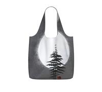 CNTDBU Moon Pine Tree - Borsa per la spesa, leggera, riutilizzabile, pieghevole, per generi alimentari, zaino da viaggio con coulisse, per lavoro e palestra
