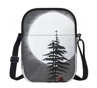 CNTDBU Moon Pine Tree, piccola borsa a tracolla leggera con cerniera, borsa da donna, impermeabile, casual, borsa a tracolla per telefono da viaggio