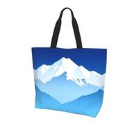 CNTDBU Mountain Layer Blue Large Shoulder Tote Bag per le donne, leggera e impermeabile, borsa per la spesa riutilizzabile con tasca interna per lavoro e viaggi