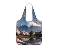CNTDBU Mt. Fuji all'inizio della primavera, borsa per la spesa pieghevole, leggera, riutilizzabile, per generi alimentari, zaino da viaggio con coulisse, per lavoro e palestra