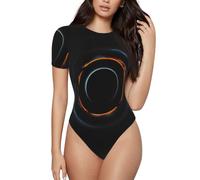 CNTDBU Mysterious Cosmic Black Holes - Body da donna a maniche corte, morbido, elasticizzato, con scollo rotondo, con cavallo a scatto, top versatile per jeans, gonne, pantaloni, uso quotidiano, Nero